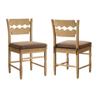 Modway Jax Oak Wood Dining Chair With Wavy Razor Back and Cushion Set of 2