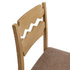 Modway Jax Oak Wood Dining Chair With Wavy Razor Back and Cushion Set of 2