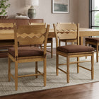 Modway Jax Oak Wood Dining Chair With Wavy Razor Back and Cushion Set of 2