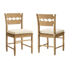 Modway Jax Oak Wood Dining Chair With Wavy Razor Back and Cushion Set of 2