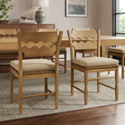Modway Jax Oak Wood Dining Chair With Wavy Razor Back and Cushion Set of 2