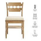 Modway Jax Oak Wood Dining Chair With Wavy Razor Back and Cushion Set of 2