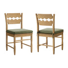 Modway Jax Oak Wood Dining Chair With Wavy Razor Back and Cushion Set of 2