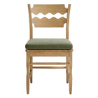 Modway Jax Oak Wood Dining Chair With Wavy Razor Back and Cushion Set of 2