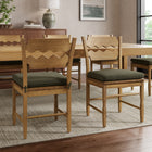 Modway Jax Oak Wood Dining Chair With Wavy Razor Back and Cushion Set of 2