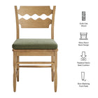 Modway Jax Oak Wood Dining Chair With Wavy Razor Back and Cushion Set of 2