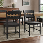 Modway Jax Oak Wood Dining Chair With Wavy Razor Back Set of 2