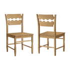 Modway Jax Oak Wood Dining Chair With Wavy Razor Back Set of 2