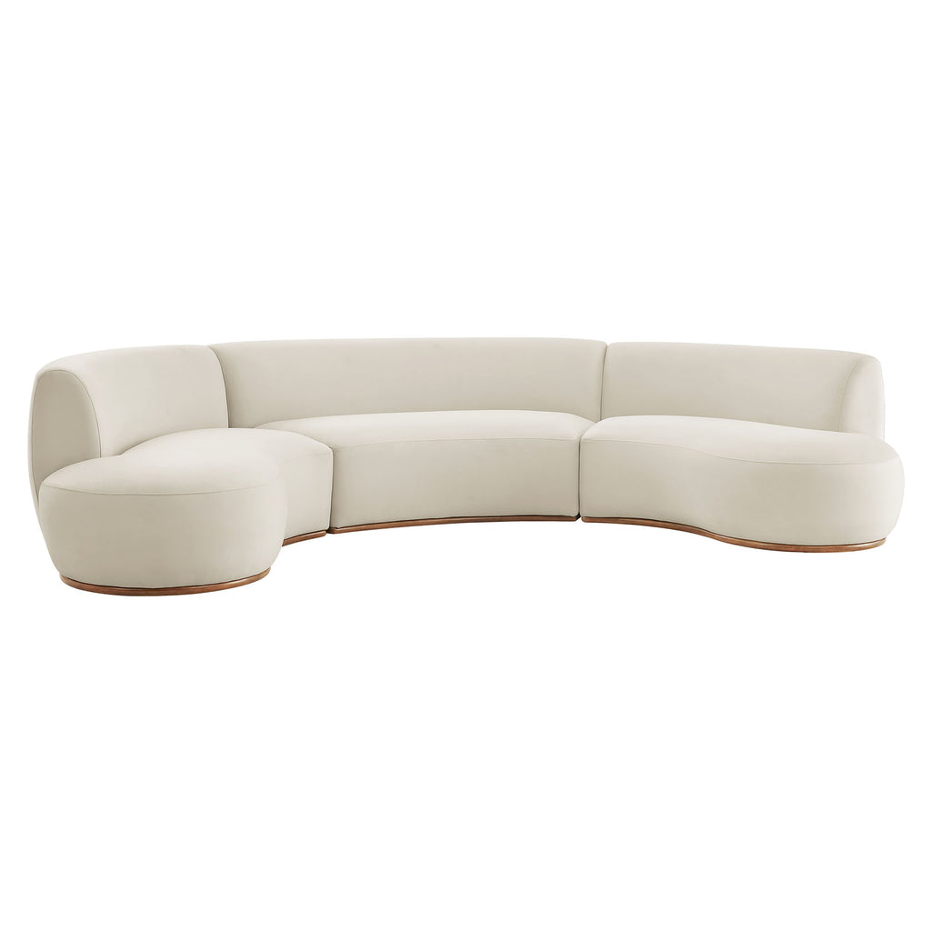 Modway Rialta 3 Piece Curved Performance Velvet Sectional Sofa