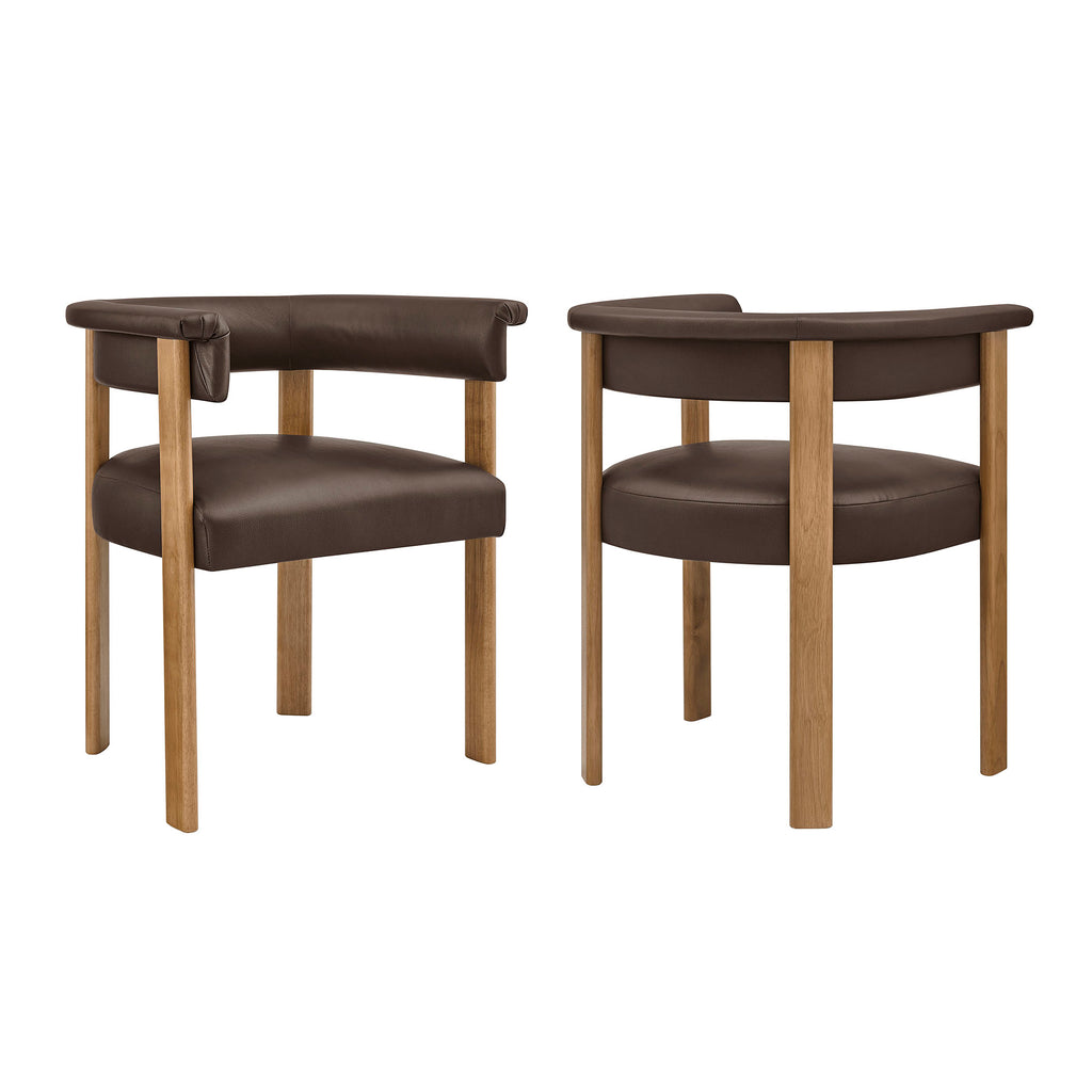 Modway Imogen Premium Vegan Leather Barrel Dining Chairs Set of 2