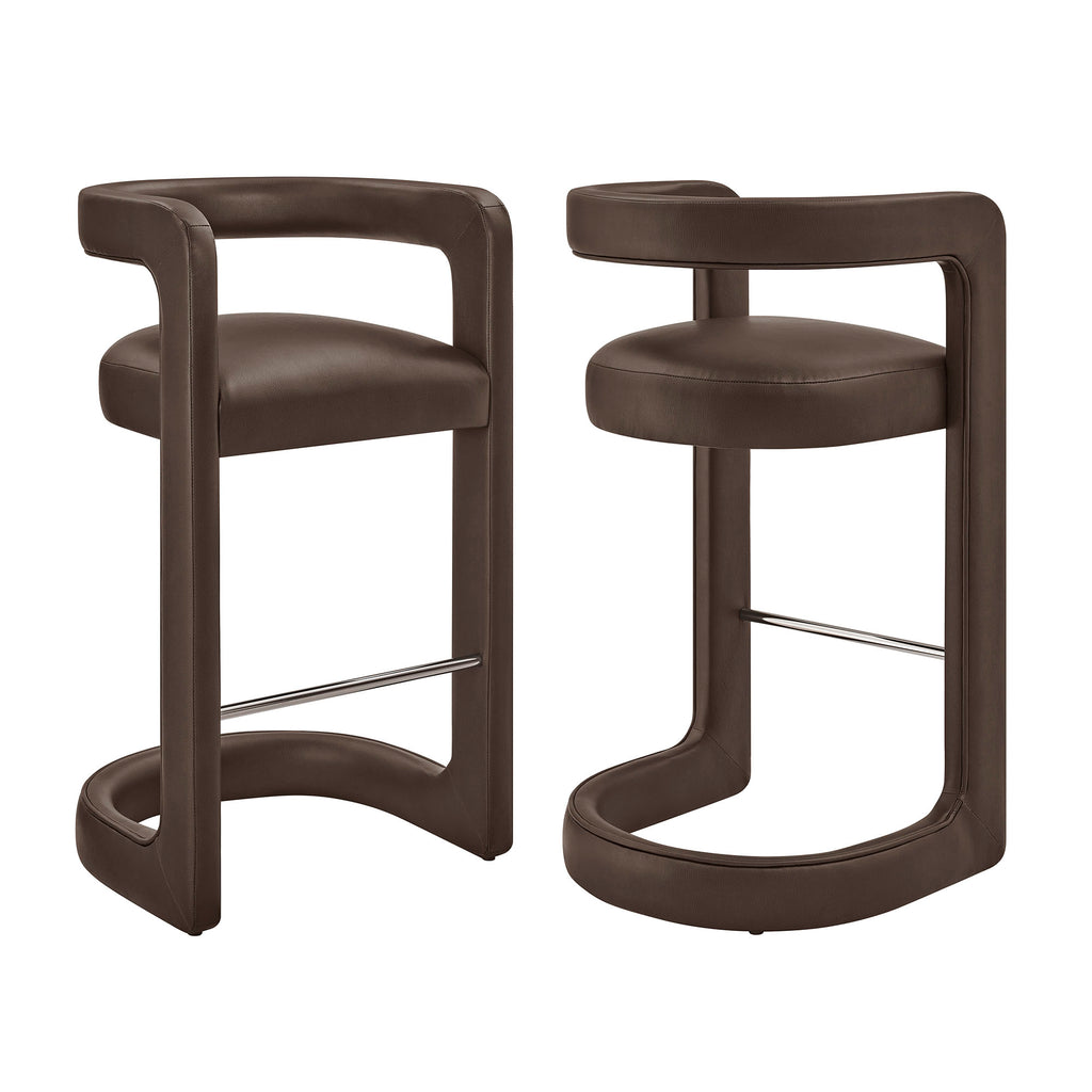 Modway Winslow Premium Vegan Leather Bar Stool Set of 2