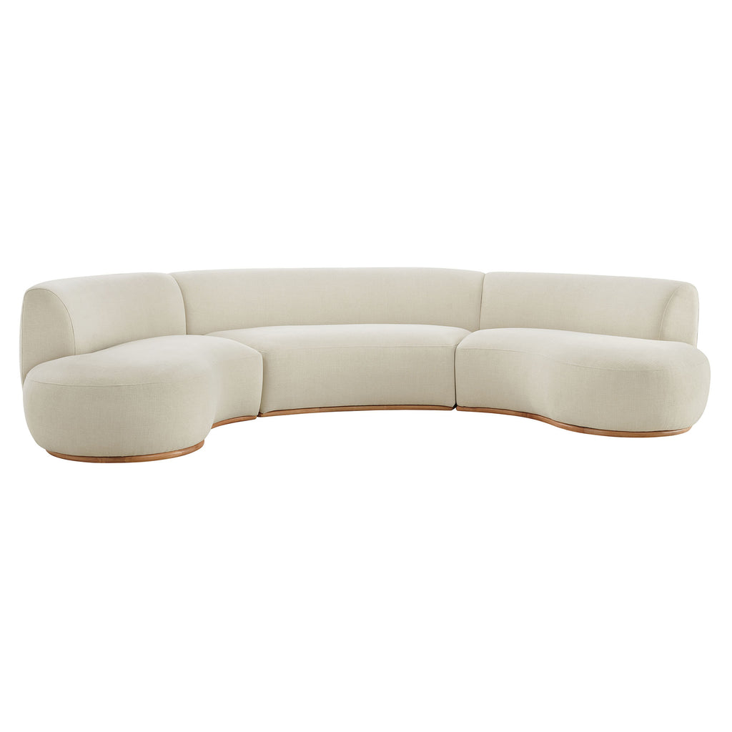 Modway Rialta 3 Piece Curved Slub Weave Fabric Sectional Sofa