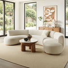 Modway Rialta 3 Piece Curved Slub Weave Fabric Sectional Sofa