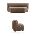 Modway Rialta 3 Piece Curved Slub Weave Fabric Sectional Sofa