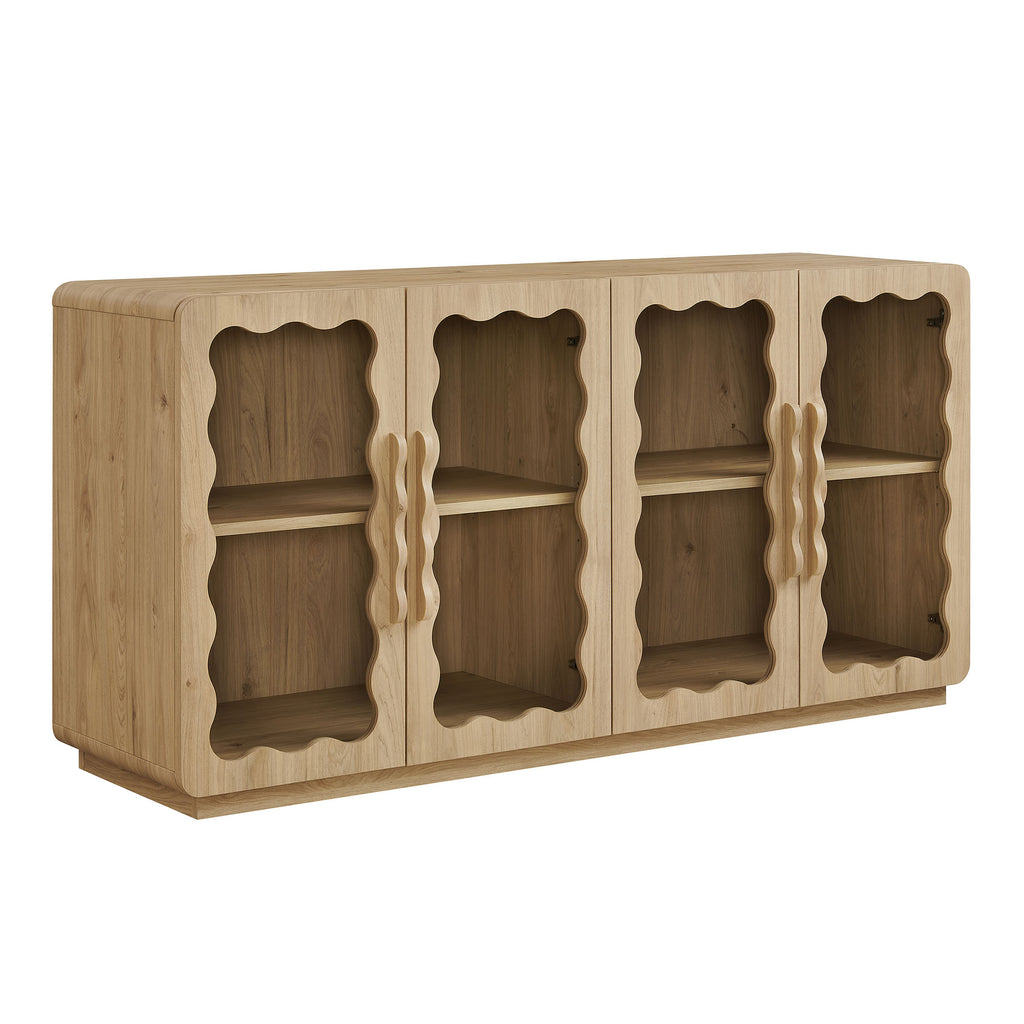 Modway Rory 62 Inch Four-Door Scalloped Glass Sideboard