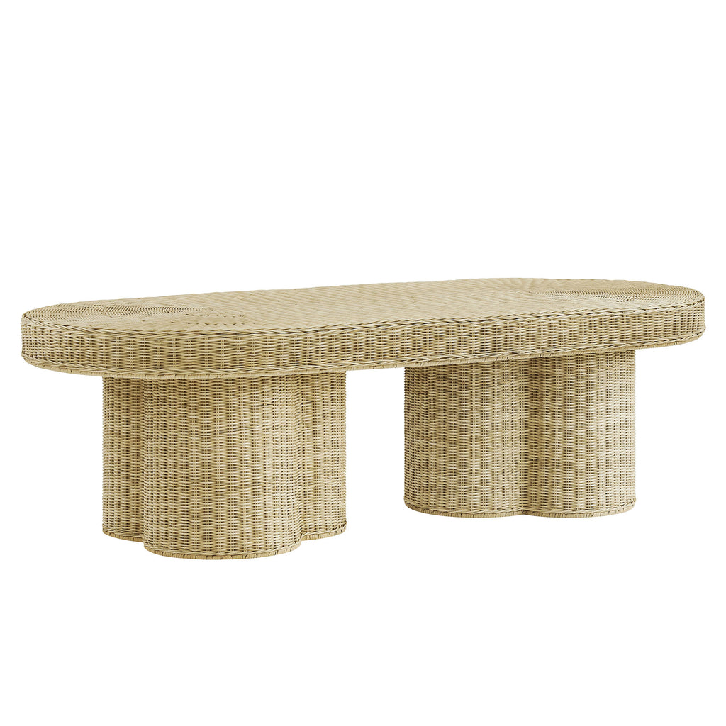 Modway Sarova 60 Inch Natural Rattan Oval Pedestal Coffee Table