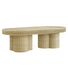 Modway Sarova 60 Inch Natural Rattan Oval Pedestal Coffee Table