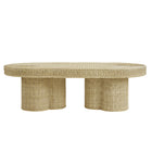 Modway Sarova 60 Inch Natural Rattan Oval Pedestal Coffee Table
