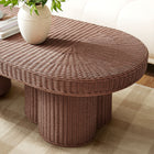 Modway Sarova 60 Inch Natural Rattan Oval Pedestal Coffee Table
