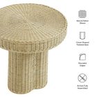 Modway Sarova 20 Inch Natural Rattan Round Pedestal Side Table