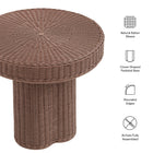 Modway Sarova 20 Inch Natural Rattan Round Pedestal Side Table