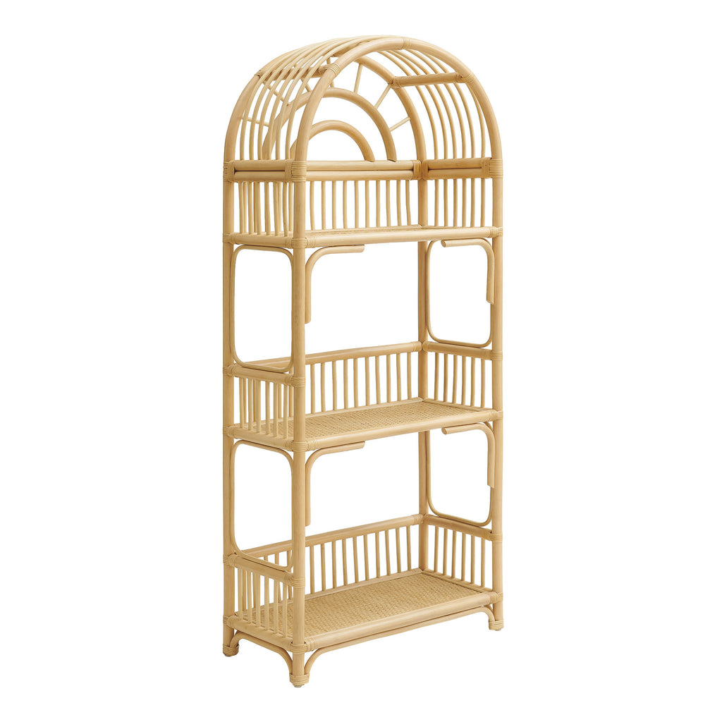 Modway Ottilie 68 Inch Arched Natural Rattan Bookshelf