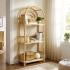 Modway Ottilie 68 Inch Arched Natural Rattan Bookshelf
