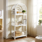 Modway Ottilie 68 Inch Arched Natural Rattan Bookshelf