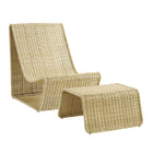 Modway Eira 2 Piece Continuous Curved Natural Rattan Lounge Chair and Ottoman Set