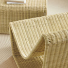 Modway Eira 2 Piece Continuous Curved Natural Rattan Lounge Chair and Ottoman Set