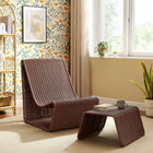 Modway Eira 2 Piece Continuous Curved Natural Rattan Lounge Chair and Ottoman Set