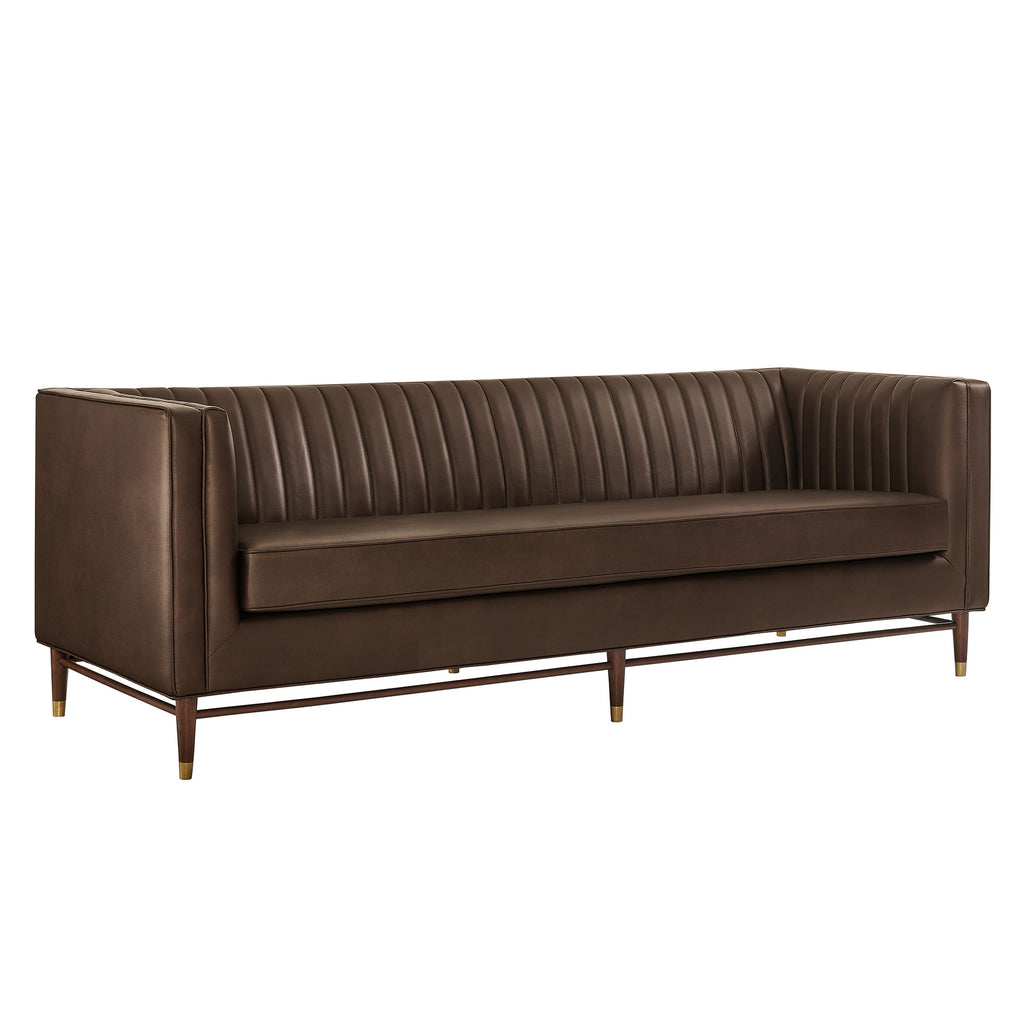 Modway Devote 93 Inch Vegan Leather Channel Tufted Sofa