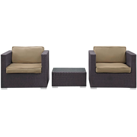 Modway Burrow 3 Piece Outdoor Patio Sofa Set  