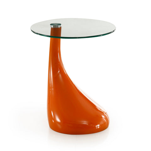Manhattan Comfort Lava Modern Glass Top End Table in Orange
