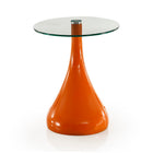 Manhattan Comfort Lava Modern Glass Top End Table in Orange