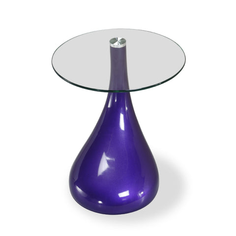 Manhattan Comfort Lava Modern Glass Top End Table in Purple