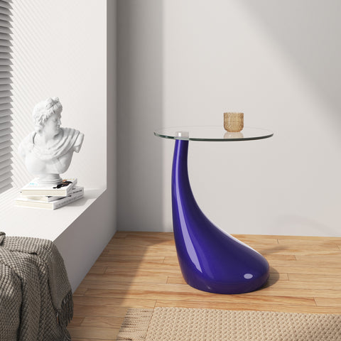 Manhattan Comfort Lava Modern Glass Top End Table in Purple