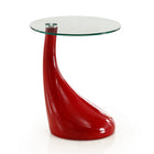 Manhattan Comfort Lava Modern Glass Top End Table in Red