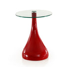 Manhattan Comfort Lava Modern Glass Top End Table in Red