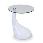 Manhattan Comfort Lava Modern Glass Top End Table in White