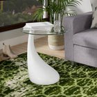 Manhattan Comfort Lava Modern Glass Top End Table in White