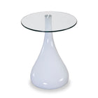 Manhattan Comfort Lava Modern Glass Top End Table in White