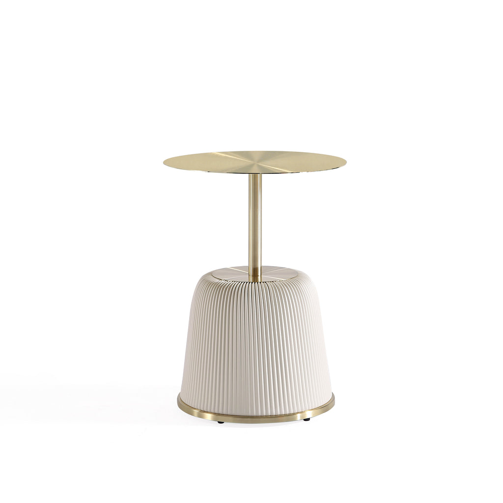 Manhattan Comfort Anderson Modern Metal Top Upholstered End Table in Cream