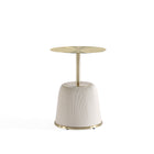 Manhattan Comfort Anderson Modern Metal Top Upholstered End Table in Cream