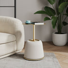 Manhattan Comfort Anderson Modern Metal Top Upholstered End Table in Cream