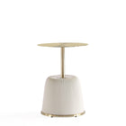 Manhattan Comfort Anderson Modern Metal Top Upholstered End Table in Cream