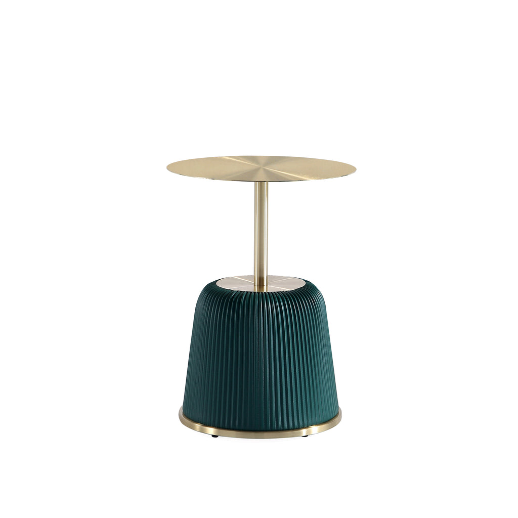 Manhattan Comfort Anderson Modern Metal Top Upholstered End Table in Green