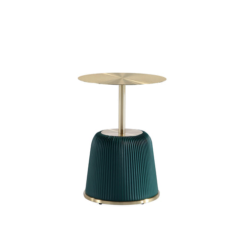 Manhattan Comfort Anderson Modern Metal Top Upholstered End Table in Green