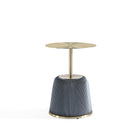 Manhattan Comfort Anderson Modern Metal Top Upholstered End Table in Gray