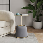 Manhattan Comfort Anderson Modern Metal Top Upholstered End Table in Gray